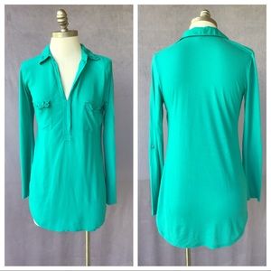 Splendid Tops - Splendid 3/4 Sleeve Contrasting Material Henley S Splendid Tops - Splendid 3/4 Sleeve Contrasting Material Henley S